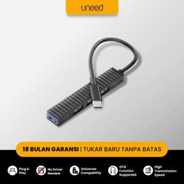 UNEED USB Hub Type C to 4 Port USB A 3.0 High Speed 5Gbps - UUH105C Black