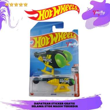 Hot Wheels Skyfire Air Medic Hitam Kuning HW Rescue