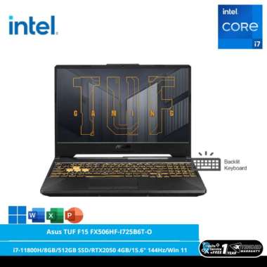 [FREE UPGRADE RAM 8GB] Asus TUF F15 FX506HF-I725B6T-O [Intel Core i7-11800H/8GB/512GB SSD/RTX2050/15.6″ 144Hz/Win 11 Home+OHS 2021/Graphite Black]