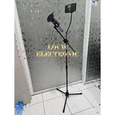 Stand Mic Microphone & Stand HP Smartphone Tripod HP Mic Stand Mic Hp Holder Kualitas Bagus