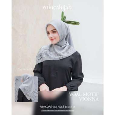 ETHICA HIJAB VOAL MOTIF VIONNA DAISY SNOW GREEN LILY JASMINE MINT LUPINE BLUE ROSE CHALK HIJAB KELUA