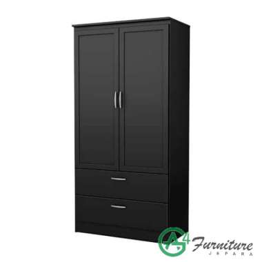 Lemari Pakaian 2 Pintu Minimalis Duco Hitam Kayu Mahoni