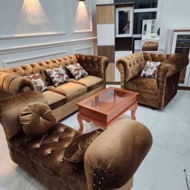 sofa chesterfield minimalis modern 321+meja