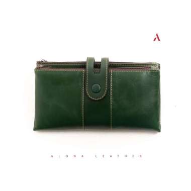 VERISH LEATHER - Dompet Kulit Wanita / Dompet Wanita Kulit Asli Alona Geisha Wallet hijau tua