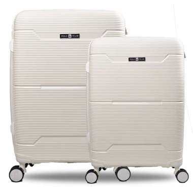 Koper Hardcase Kabin PP Polo Team SET size 20 dan 24 Inch - 9909 MilkyWhite