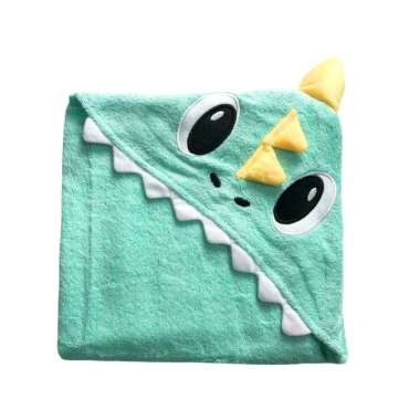 Freckles Hooded Towel Dino - Blue mint - Handuk mandi anak dengan topi