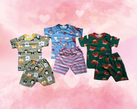Setelan Baju anak VELVET motif cowok RANDOM M