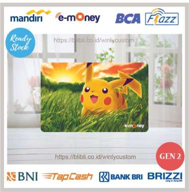 CUSTOM KARTU E-MONEY DESIGN ANIME POKEMON EMONEY FLAZZ BRIZZI TAPCASH E TOLL WINLYCUSTOM [SALDO NOL/