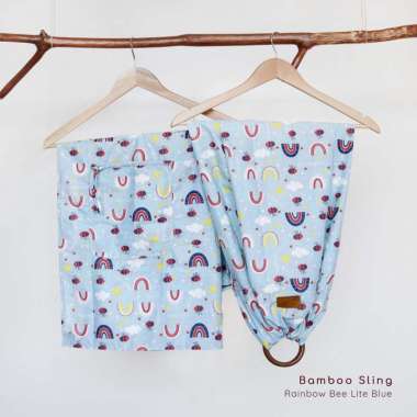 Cuddleme Gendongan Bayi Ring Sling Bamboo Gendongan Bayi Samping Motif dan Solid Rainbow Bee Grey
