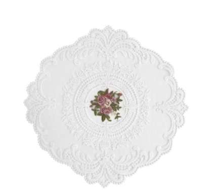taplak Meja Table Mat Lace / Taplak meja makan bordir renda gaya retro lace placemat Round White