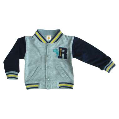 PLEU Jaket Bordir Dino Jaket Anak Bayi Laki 2 Tahun Abu-abu