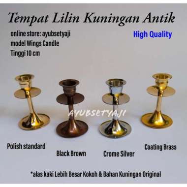 Tempat Lilin Sayap Tinggi 10cm kuningan CANDLE WINGS Panjang 10 cm Polish Standard