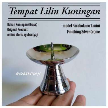 Tempat Lilin Parabola Kuningan Antik Mini Crome Silver