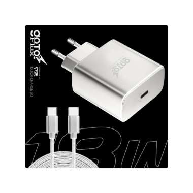 Goto Flux Charger Adaptor Fast Charging Casan Hp Android QC 18W Type C WHITE