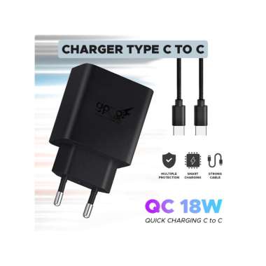 Goto Flux Charger Adaptor Fast Charging Casan Hp Android QC 18W Type C BLACK