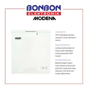 Modena Chest Freezer 150 Liter MD 0156 W / MD0156W Cooler Box
