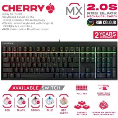 CHERRY MX 2.0S RGB Black Mechanical Gaming Keyboard MX2.0S RGB Brown Switch