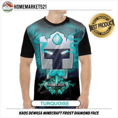 Kaos Pria Mine craft Frost Diamond Face Kaos Pria Dewasa Big Size  TURQOISE XXL