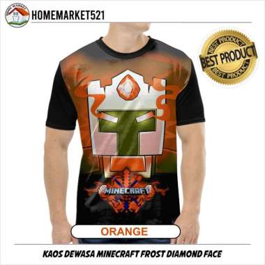 Kaos Pria Mine craft Frost Diamond Face Kaos Pria Dewasa Big Size  ORANGE L
