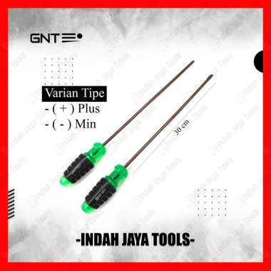 GNT Obeng Gagang Karet 12 Inch Panjang Setting PLUS MIN Screwdriver MIN