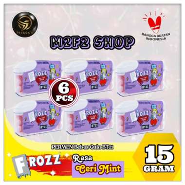 Frozz Permen Bebas Gula Rendah Kalori - 15 gr (Kemasan 6 Pcs) Ceri Mint