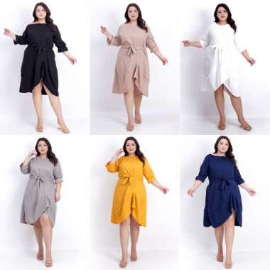 DRESS FASHION KOREA JUMBO 034 WANITA CEWEK BIG SIZE XXL XXXL LD 120cm DRESS PESTA KERJA KANTOR KONDA