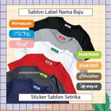 CUSTOM STIKER SABLON SETRIKA NAMA LABEL SERAGAM SEKOLAH BAJU ANAK SIZE M (40PC)