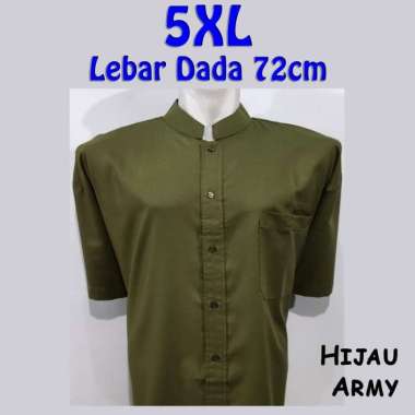 Pakaian Muslim Pria Baju Koko Ageng Sae Jumbo Big Size 5XL Hijau Army
