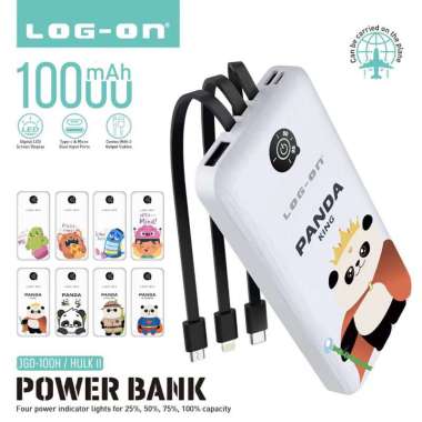 POWERBANK LOG ON KARAKTER 10RB MAH LED DIGITAL JGO-100H / HULK II OWN CHARGING KABEL OPEN UR MIND