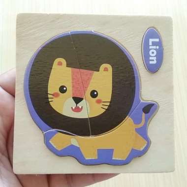 Mainan Edukasi Puzzle Mini Lion / Singa Kayu Board Game Toys Bekas