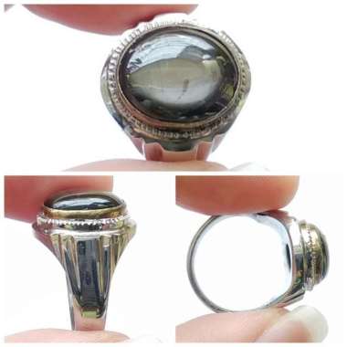Cincin Batu Permata Natural Black Sapphire / Safir / Bangsing Thailand
