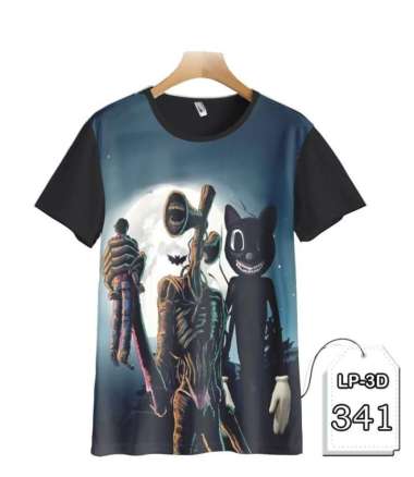 Kaos Siren Head vs Cartoon Cat Baju Anak Game 3D #LP3D-341 11-12 tahun