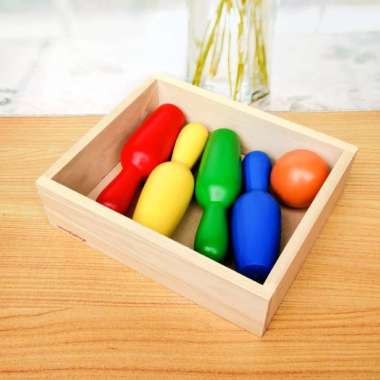 omocha - bowling kayu mainan kayu edukatif anak mainan anak bowling