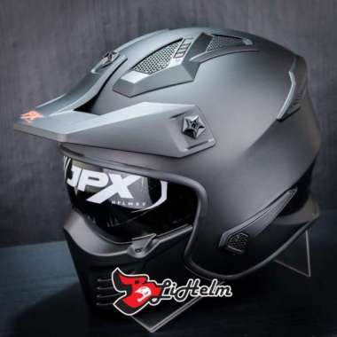 JPX HELM MX726R SOLID | BLACK DOFF RED | MX726 R CROSSOVER MX 726R XXL