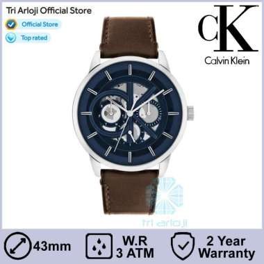 CALVIN KLEIN 25200216 Marquee Skeleton Jam Tangan Pria Analog Brown Leather Strap