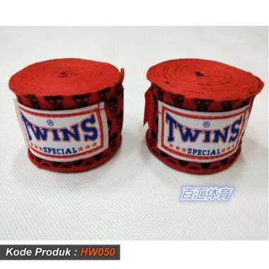 HANDWRAP MUAYTHAI MERAH TWINS, BANDASI BOXING, BANDIT TINJU PROMO Merah Skull