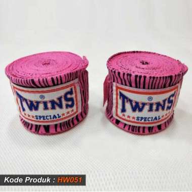 HANDWRAP MUAYTHAI MERAH TWINS, BANDASI BOXING, BANDIT TINJU PROMO Zebra Pink