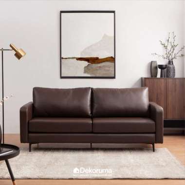 Dekoruma TAKA Sofa Tamu Kulit 3 Dudukan / Sofa 3 Seater - Cokelat Tua