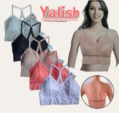 Bra Bralette Yalish Renda Tali Silang Belakang / Tidak Pakai Kawat Orange XL