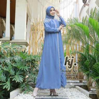 gamis pesta khadijah mode Raina set Free hijab Sampai Jumbo Jumbo Denim