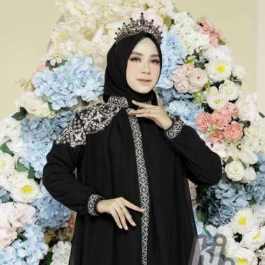 gamis pesta khadijah mode Raina set Free hijab Sampai Jumbo Jumbo Hitam