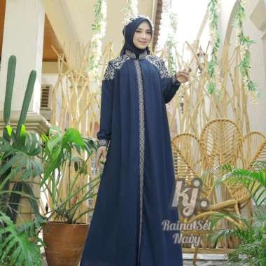 gamis pesta khadijah mode Raina set Free hijab Sampai Jumbo Jumbo Navy