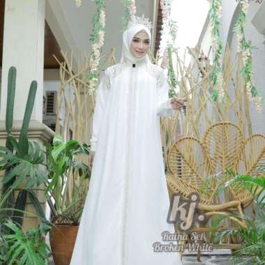 gamis pesta khadijah mode Raina set Free hijab Sampai Jumbo Jumbo Putih