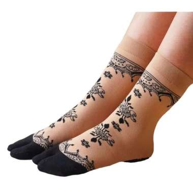 MUSLIMAH SOCKS KHAZANAH KAOS KAKI JEMPOL MOTIF TAPAK HITAM Jempol Motif