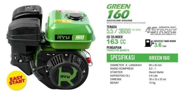 MESIN PENGGERAK/GASOLINE ENGINE GREEN160 - TEKIRO RYU