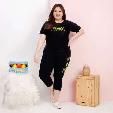 ZS Stelan Baju Senam Jumbo Size Zumba Star Mini Celana-ZumbaFitness 7/8 (Baju+Celana) / Bisa sampai