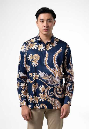 MANZONE Kemeja Batik Pria Lengan Panjang ARZAPATI - NAVY NAVY S