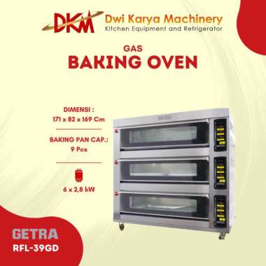 Gas Oven Deck Rfl-39Gd / Oven Getra 3 Deck 9 Tray Multicolor