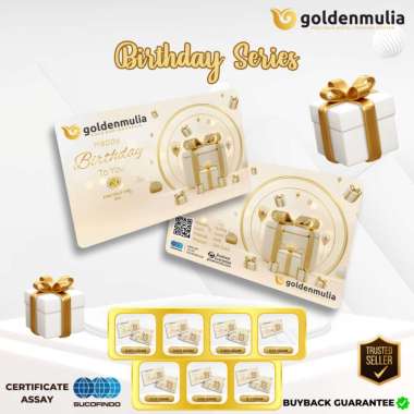 GOLDEN MULIA Logam Mulia Gift Series Birthday 0.001 gr - 0.1 gr, Berat 0.005 gram