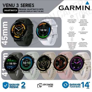GARMIN VENU 3 Amoled Display Smartwatch Garansi resmi 2 Tahun , Venu 3s 41mm PebbleGray